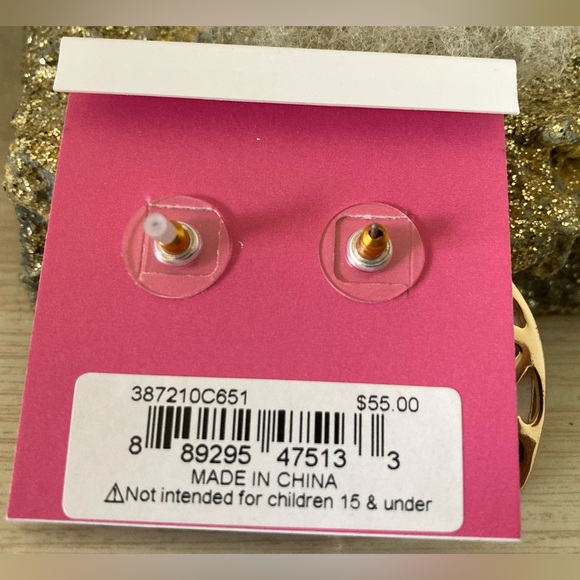 Betsey Johnson Pink Gold Heart Earrings with XOXO Design - Picture 3 of 4